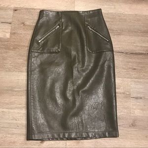 Zara basics chocolate brown leather pencil skirt.